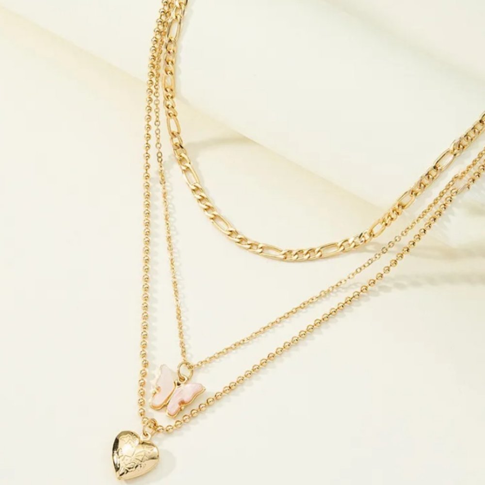New Acrylic Butterfly Heart Necklace